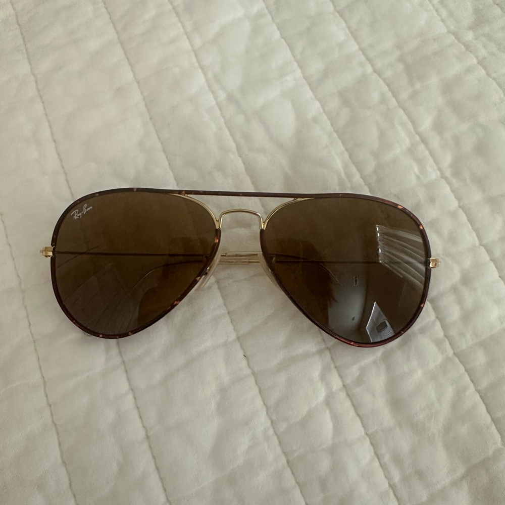 Ray-Ban Gold Frame Sunglasses with Brown Lenses
